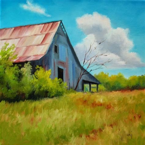 Barn House Ideas Easy Acrylic Canvas Painting - painting of a barn