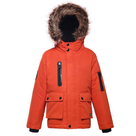 Boys' Parka Jacket Winter Coat Faux Fur Insulated Hood | Rokka&Rolla