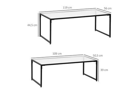 Table basse Homcom Tables gigognes lot de 2 tables basses ...
