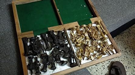 Buy SHORO Skywalk Hand Crafted Roman Brass Chess Set with Wooden Board ...