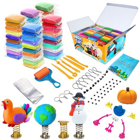 Essensonmodelling Clay Kit 50 Colours Air Dry Magic Clay Diy ...