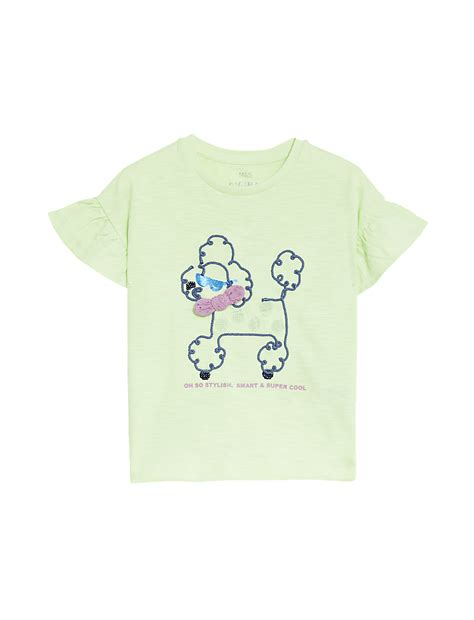 Buy Pure Cotton Embroidered Poodle T-Shirt (2-8 Yrs) at Marks & Spencer
