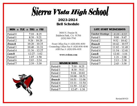 Bell Schedule - About SVHS - Sierra Vista High School