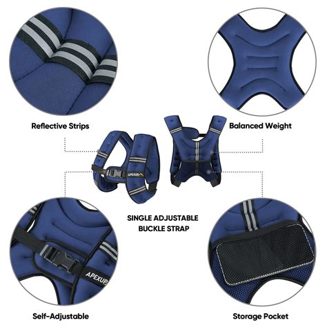 APEXUP Weighted Vest Men 15lbs Weights with Reflective Stripe, Weighted ...