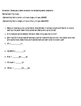 Image result for Customary Conversion Word Problems