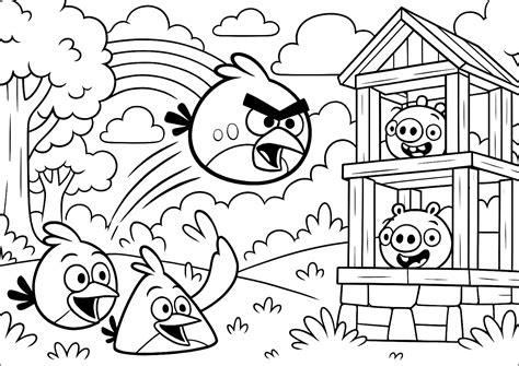 Birds versus pigs - Angry Birds Coloring Pages