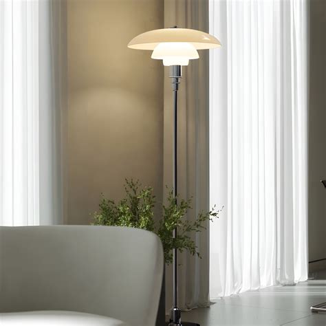 Modern White Metal Dome Floor Lamp with Glass Shade for Bedroom - 110V ...