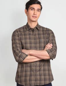 Arrow Sport Men Checkered Casual Brown Shirt - Buy Arrow Sport Men ...