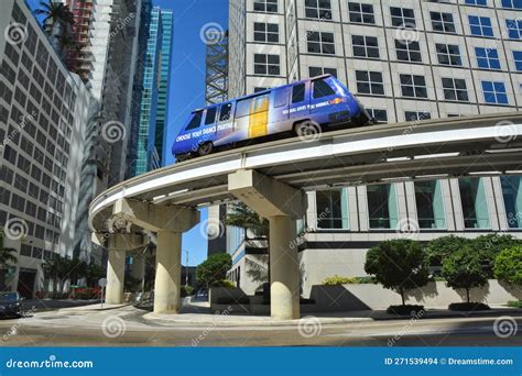 Metromover Train in Downtown Miami. Metromover is a Free Automatic ...