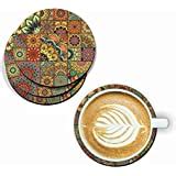 PAPER PLANE DESIGN Handmade Mandala Pattern Wooden Coaster Set for Home ...
