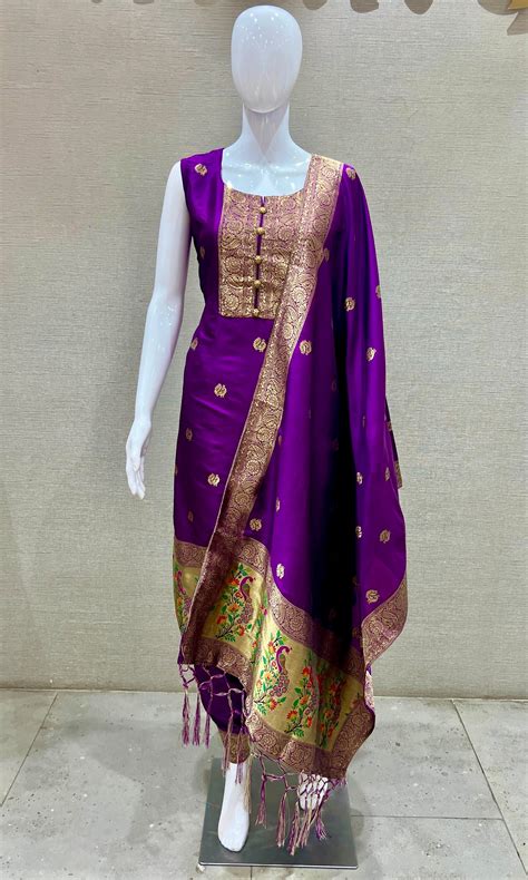Elegant Purple Banarasi Kurta set