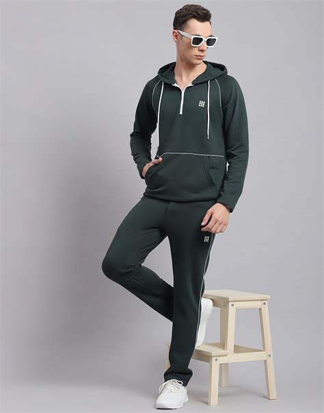 Buy Men Green Solid Hooded Full Sleeve Tracksuit Online in India - Rock.it