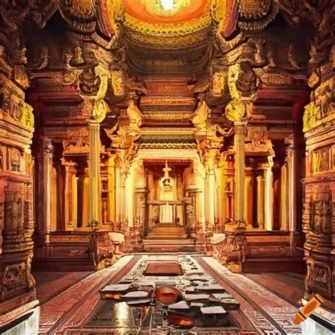 Interior view of a hindu temple on Craiyon