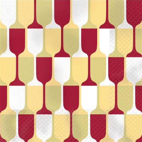 24-Count Elise Premium Patterned Beverage Napkins, Vino- Wine Glass ...