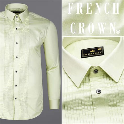 Bone Green Snake Formal/Casual Plain-Solid Premium Cotton Tuxedo Shirt ...
