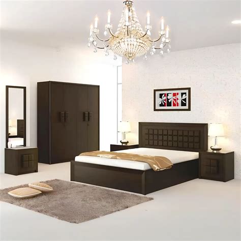 Matrix Modern Bedroom Set (4-Piece) | Complete Suite with Grid Pattern ...