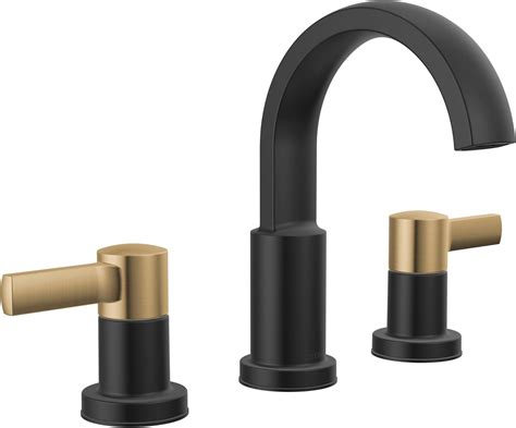 Delta Albion Matte Black/Brushed Gold Bathroom Faucet 3 Hole, 8 Inch ...