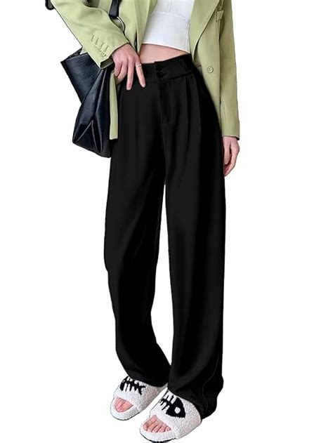 Buy Aahwan Solid Charcoal Black Korean Baggy Parallel Loose High Rise ...