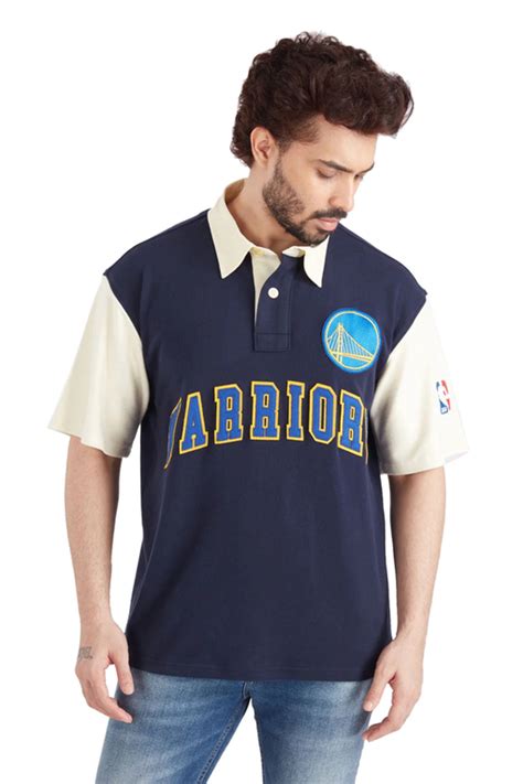 NBA - Nba: Golden State Warriors Typography Oversized Polo T-Shirt-Navy ...