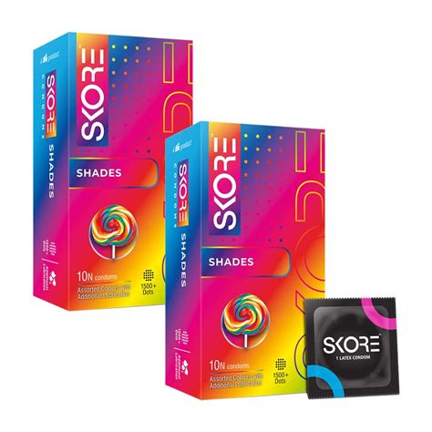 Skore Shades Dotted & Coloured Condoms (10's Pack) (Pack of 2) : Amazon ...