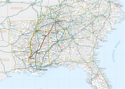 Printable Road Map Of Southeast United States