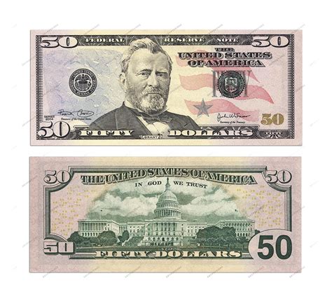 50 Dollar Bill Actual Size Printable SMALL Money Sheets With Cut Marks