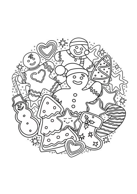 Gingerbread men - Christmas Coloring Pages for adults