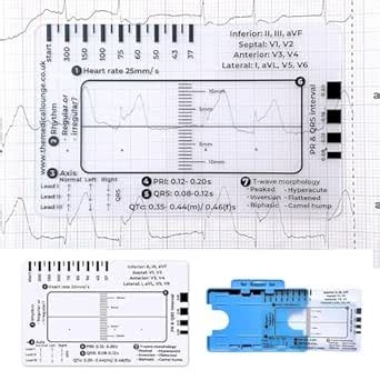 ECG 7 Step Ruler, ECG Plastic Ruler, Transparent EKG Pocket Card ...