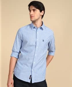 U.S. POLO ASSN. Men Striped Casual Blue Shirt - Buy U.S. POLO ASSN. Men ...