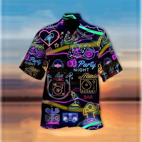 Men's Colorful Lights Shirt Summer Hawaiian Shirt Aloha Shirt Short ...