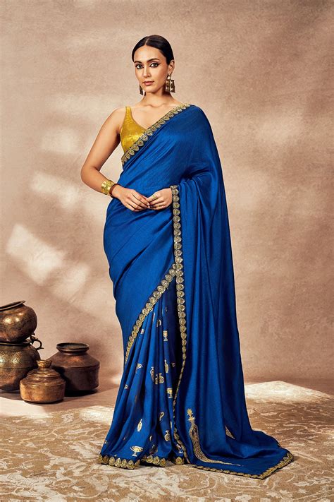 Blue Potters Touch Saree – House Of Masaba