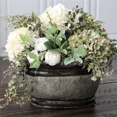 Farmhouse Floral Arrangement, Rustic Arrangement, Dried Look Hydrangea ...