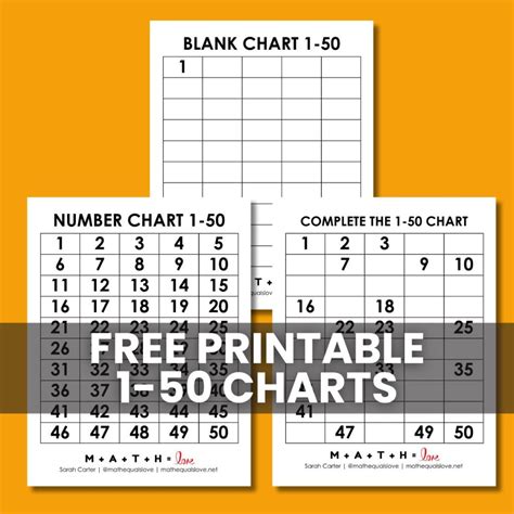Printable Number Chart 1-50 (Free PDF Templates) - Worksheets Library