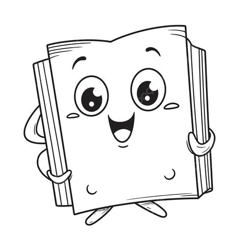 Smiling Book Coloring Page Outline Sketch Drawing Vector, Book Drawing, Wing Drawing, Ring ...