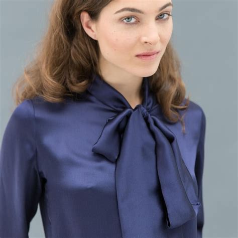 Our gorgeous Navy blue bow blouse made from 100% Italian silk 😍 | Bow ...