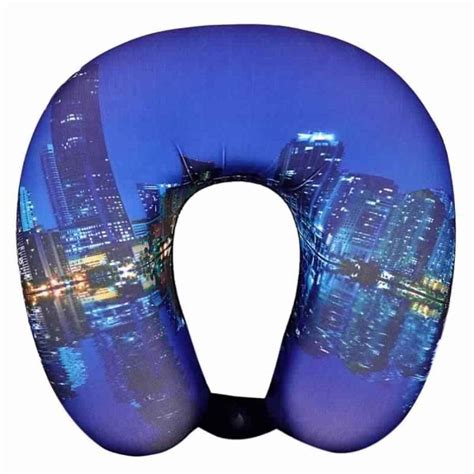 Buy Viaggi City Blue 3D Print U Shaped Memory Foam Travel Neck and Neck ...