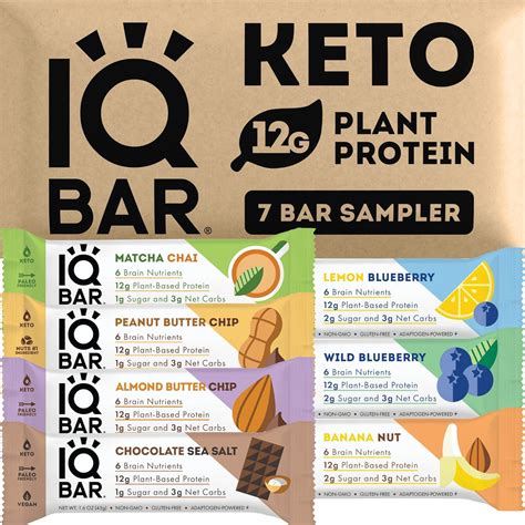 Buy IQBAR Brain and Body Keto Protein Bars - 7 Sampler Keto Bars ...