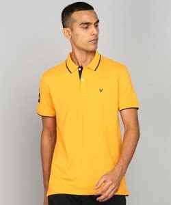Allen Solly Solid Men Polo Neck Yellow T-Shirt - Buy Allen Solly Solid ...