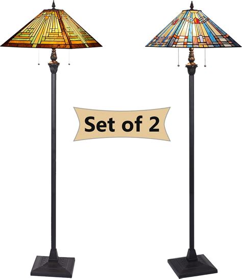 COTOSS Tiffany Floor Lamps Mission Style Stained Glass Floor Light for ...