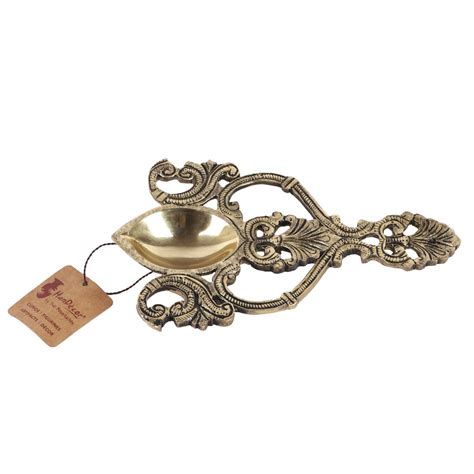 Ethnic Handcarved Brass Pooja Havan Spoon, Aarti Spoon (Antique)