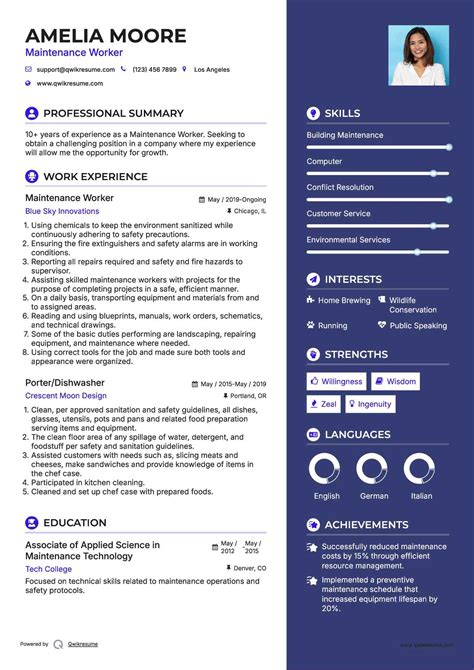Maintenance Resume Example 的图像结果