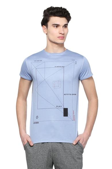 Buy Men Blue Print Round Crew Neck Round Neck T-Shirts Online - 283026 ...