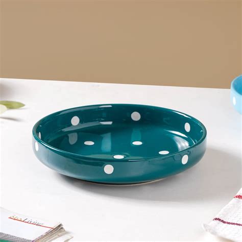 Polka Dots Round Deep Plate Online - Premium Snack Plate | Nestasia