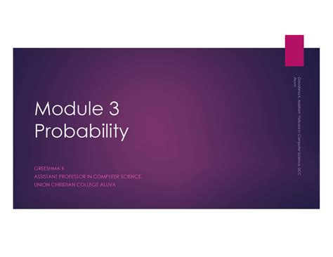 Module 3-1 - Notes - Module 3 Probability GREESHMA K ASSISTANT ...