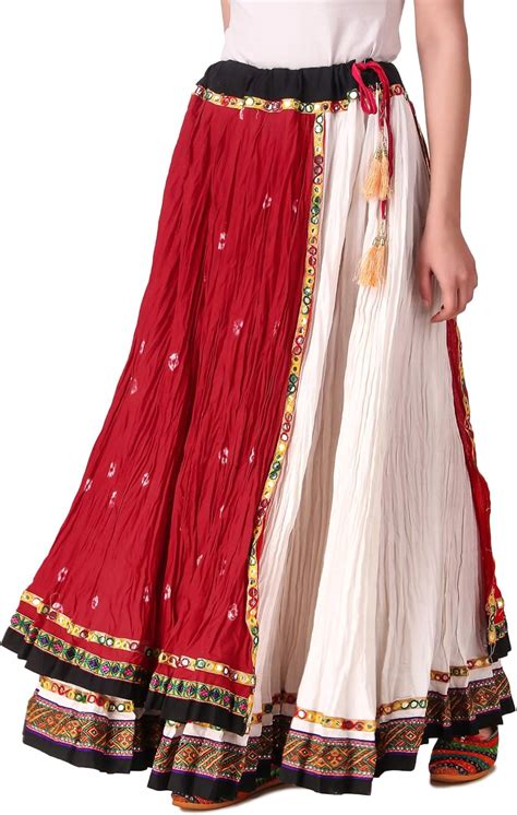 Buy Ghagra house Women's Cotton Ramleela Ghagra (GH 154, White and Red ...