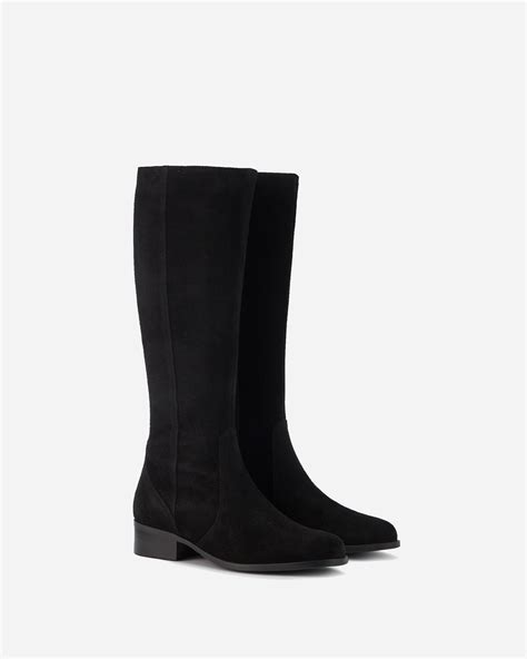 Haltham Tall Knee High Boots in Black Suede – DuoBoots