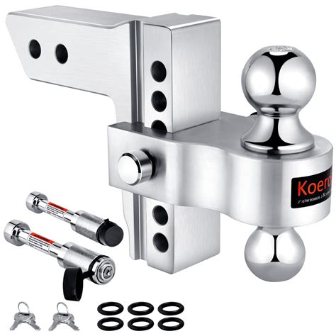 Koerdo Adjustable Trailer Hitches - Drop Hitch 2.5 inch Receiver - 6 inch Tow Hitch Ball Mount ...