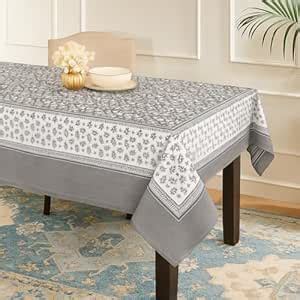Buy elanorhomes 100% Cotton Hand Block Printed Dining Table Cloth 6 ...