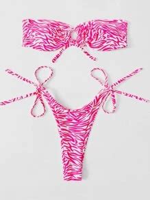 Swim Mod Faixa de zebra conjunto de biquíni cortar fora sutiã bandeau ...