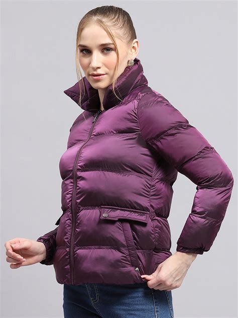 Buy Women Purple Solid High Neck Full Sleeve Jacket Online in India ...